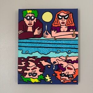 Under the Moonlight - Colorful Acrylic Painting on Canvas | Art Wall Decor 8x10